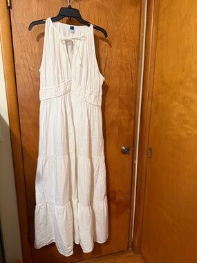 Old Navy Cream Sleeveless Tie-Front Maxi Dress size large tall nwt cotton gauze